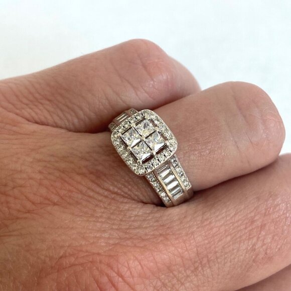 Sterling Silver 925 FZN Multi Stone Cubic Zirconia Engagement Ring Sz 6.75 - Picture 3 of 16